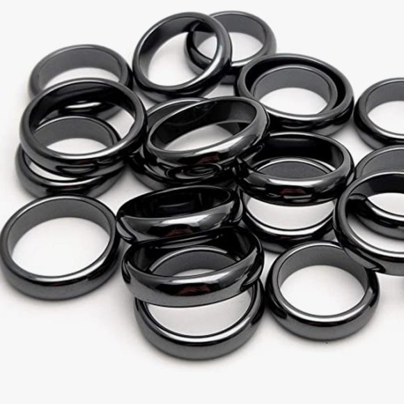 Pair of Brand New Hematite Rings  Unisex Style and Fit - Picture 1 of 3